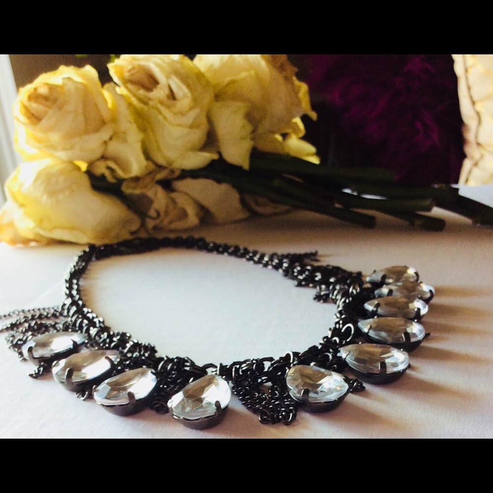 🐘Gunmetal Rhinestone Necklace |rocker|bohemian🐘